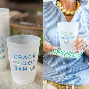 2 SETS of 8 (16 total) Mahjong Cups Crack Dot Bam & Bam! Let’s MAHJONG